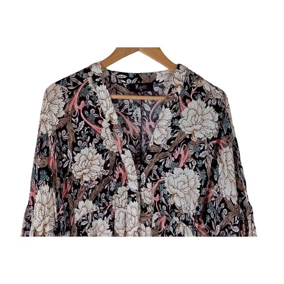 Meritt Floral Mini Dress Full Sleeves Gathered Black Multi Boho Cottage Peasant - Picture 4 of 14